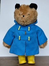 Vintage Paddington Bear Doll Raincoat Rain Boots Blue Yellow Toy 1977 Eden Toys