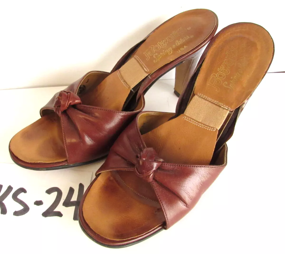 Vintage s Footworks Spring O Lator Open Toe Heeled Brown Sandal Sz 8M  KS