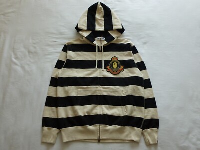Bape striped relaxed fit zip hoodie medium new with tags a