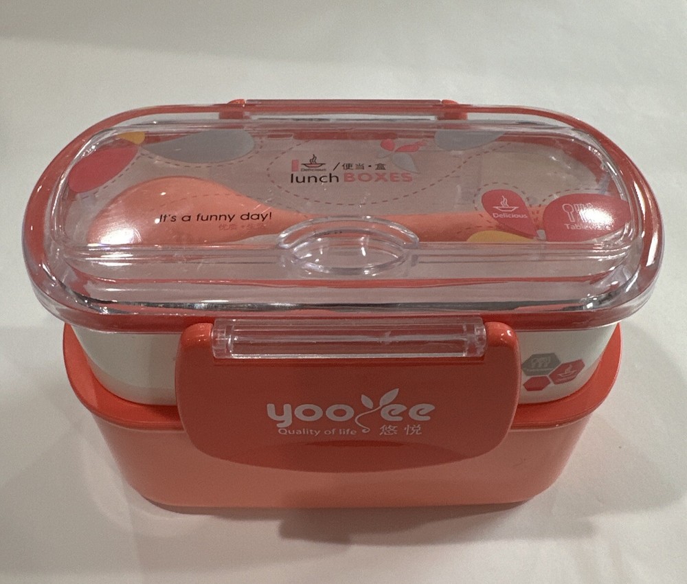 Yooyee Pink Stackable Bento Box for School Camp Travel