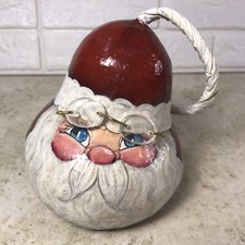 Vtg Santa Claus Handpainted Gourd Ornament Christmas Holiday Decor Artist Signed