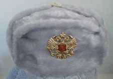 Authentic Russian Military Off/White Ushanka W/ Double Eagle
