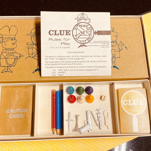 Vintage 1963 CLUE Board Game Parker Brothers - Complete In Box - Picture 10 of 14