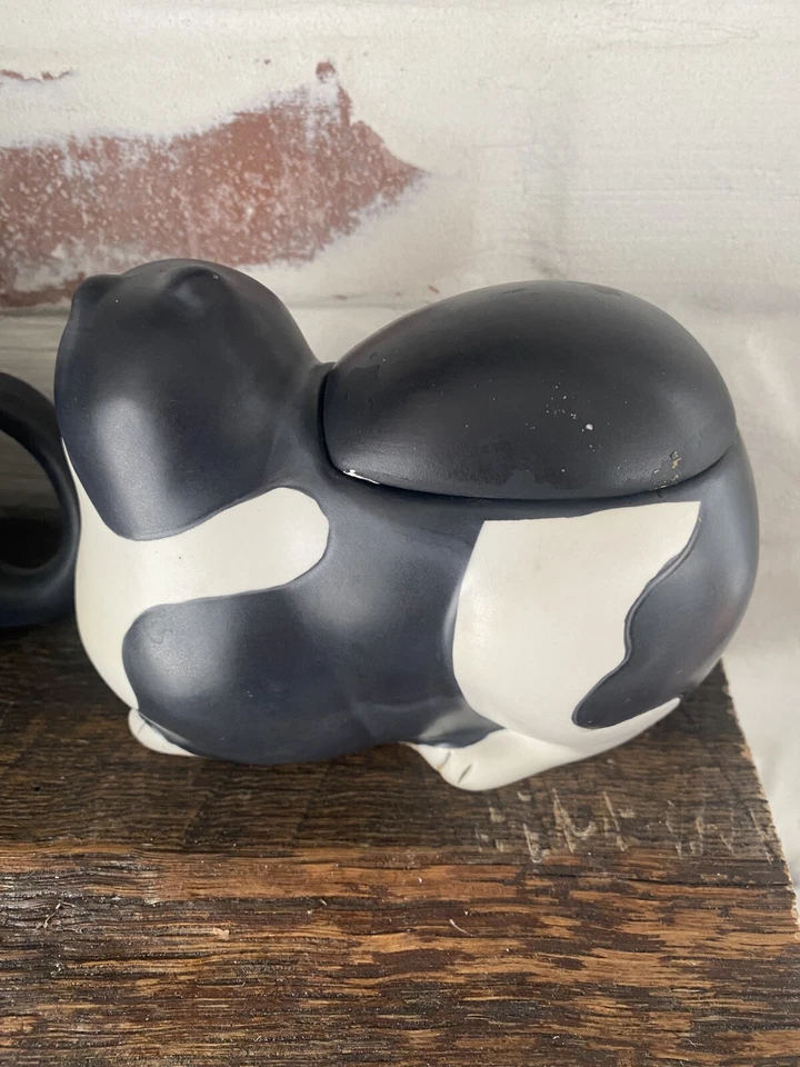 Sakura Warren Kimble Negro/Blanco Esmoquin Gato Pintado a Mano Crema Cubierto Azúcar Set Foto 4 de 4