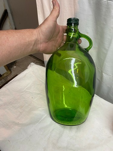 Vintage Mid Century Green One Gallon Wine / Beer Home Brewing Glass Jug