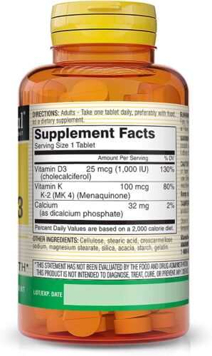 Mason Natural Vitamin K2 Plus D3, 100 Tablets Dietary Supplement with 3-day Dle. - Picture 3 of 12