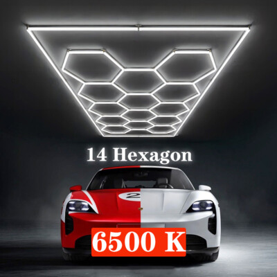 14 Hexagon LED Lighting Car Detail Garage Workshop Retail Light Honeycomb Hex US