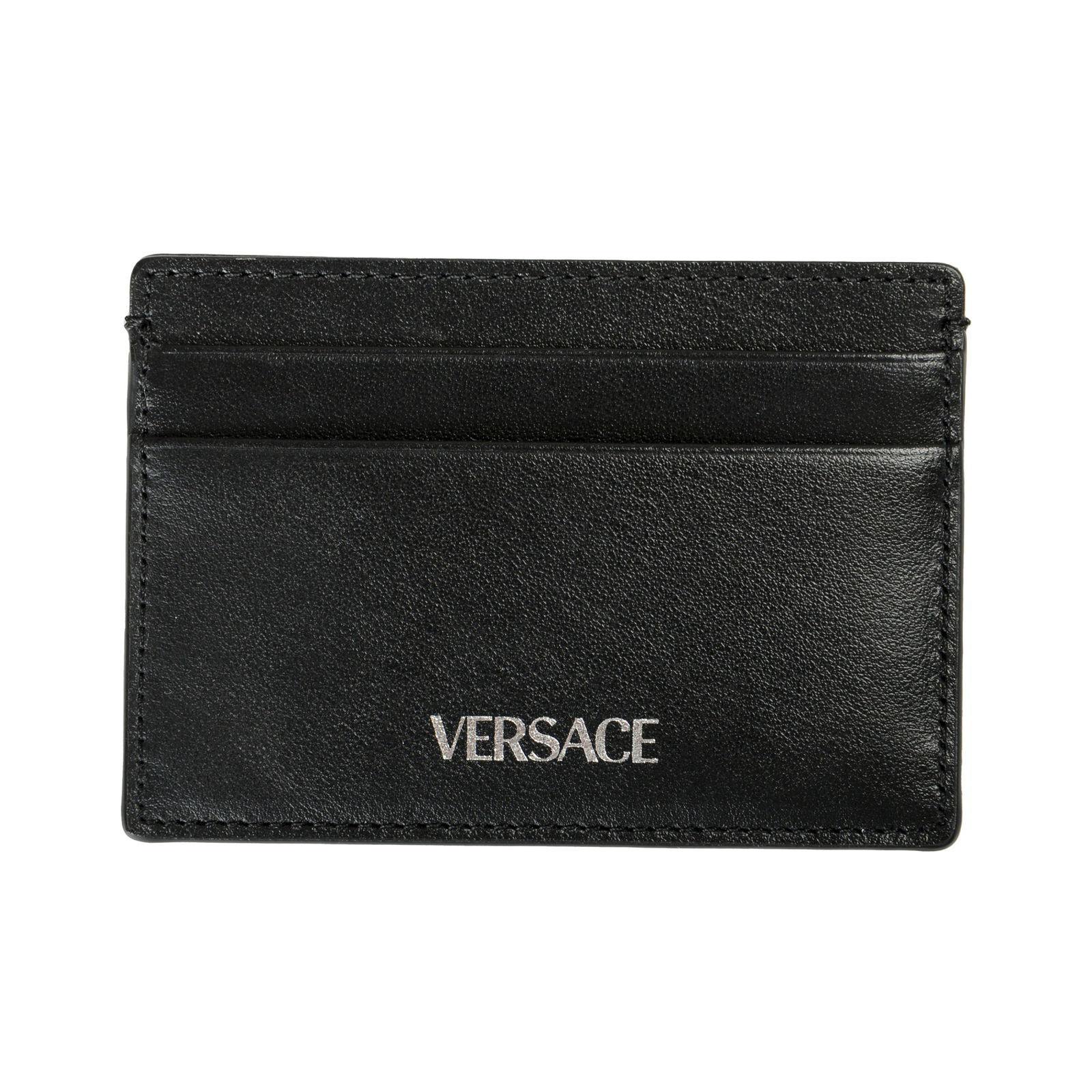 Футляр для карточек Versace Unisex из черной кожи с логотипом Унисекс 41390₽