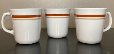 Vintage 80's Corning ''Cinnamon Chestnut Brown'' Stripe Mugs - Set of 3 