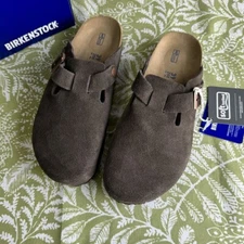 Birkenstock Boston Mocha Soft Footbed Suede Leather Unisex Clog Shoes Size 37-45
