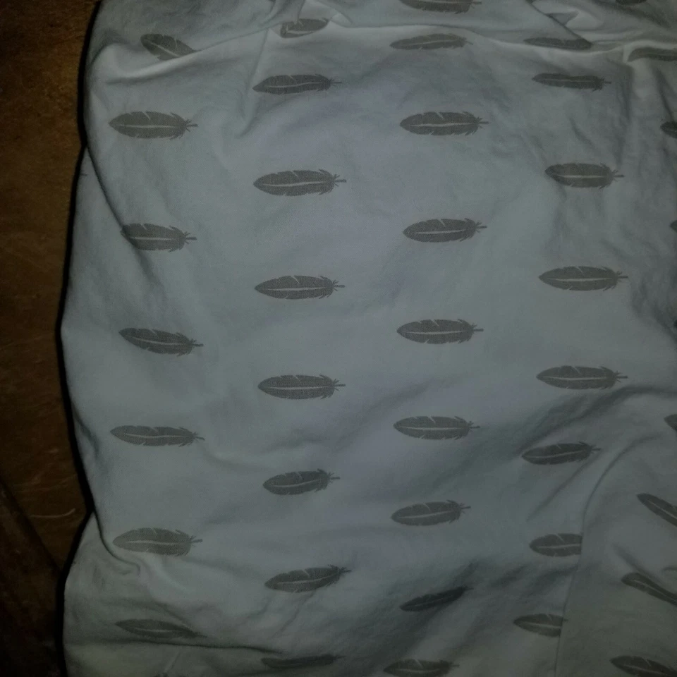 Land of Nod "DK Iconic Feather - Gray" Toddler Fitted Sheet - Image 2 of 4