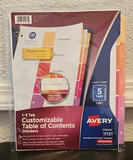 Avery Customizable Table Of Contents Dividers, Heavyweight Paper, 8.5in X 11