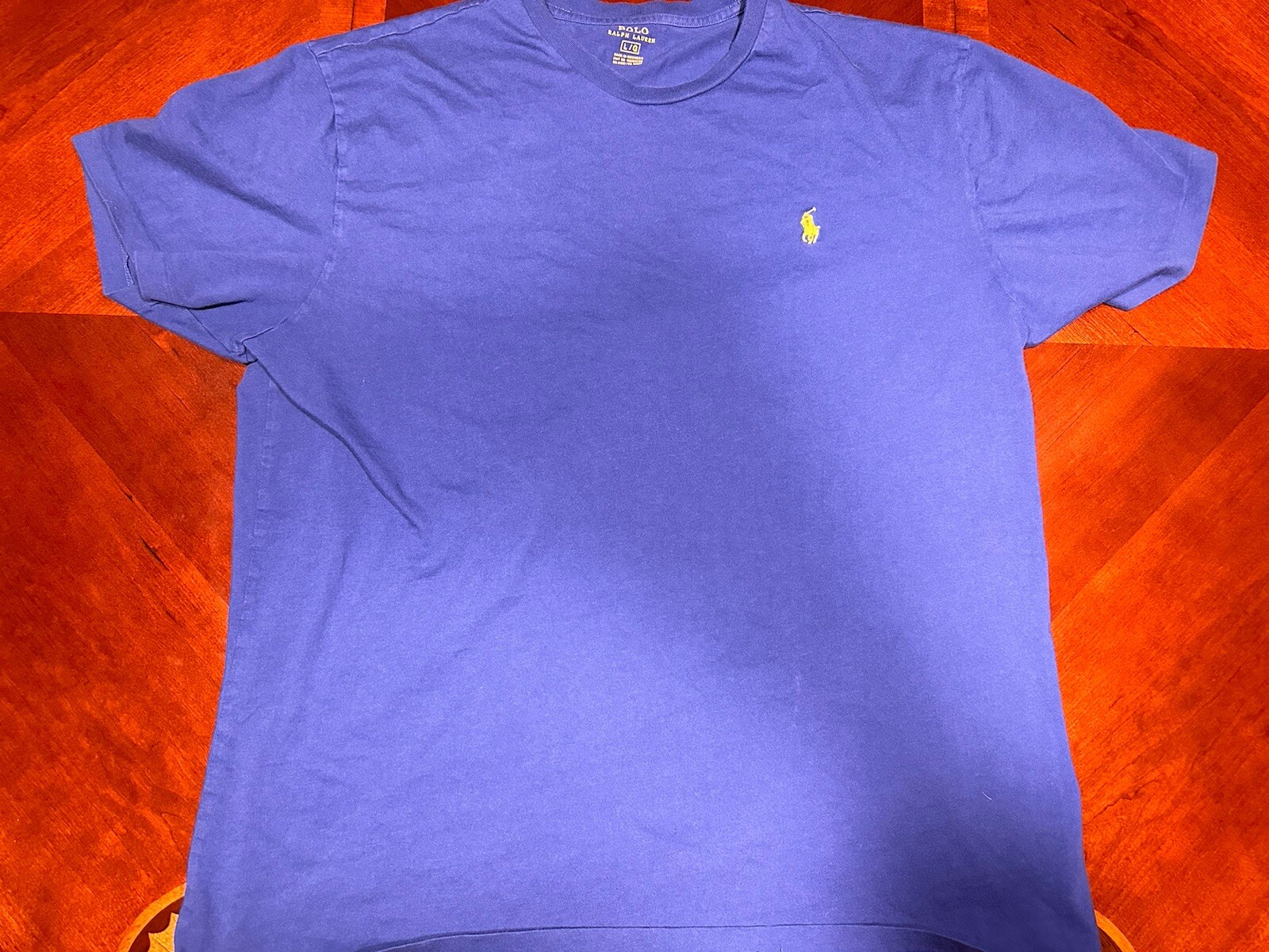 Polo Ralph Lauren Camicia Uomo L Blu Piccolo Pony Girocollo Manica Corta Logo Adulto