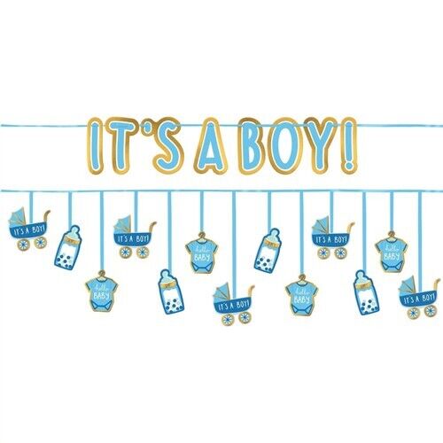 It's A Boy Banner Set 2 Per Pack 12' x 5.5" Paper Boy Baby Shower Decorations - Picture 1 of 1