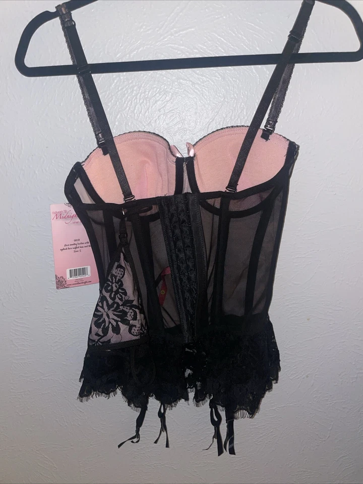Lingerie Lot Corset/Bustier Garter Set Women's S Thong 2 PANTIES Midnight - Image 3 of 4