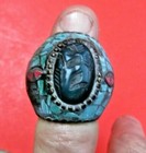 OLD FINGER RING JADE INTAGLIO CLOISONNE MOSAIC ASIA ANTIQUE LARGE RARE HAND MAD  — photo 6