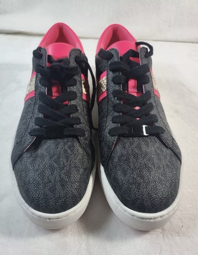 Michael Kors Women's Keaton Stripe Sneakers Tennis Shoes Size 10M Black/Pink - Picture 13 of 19