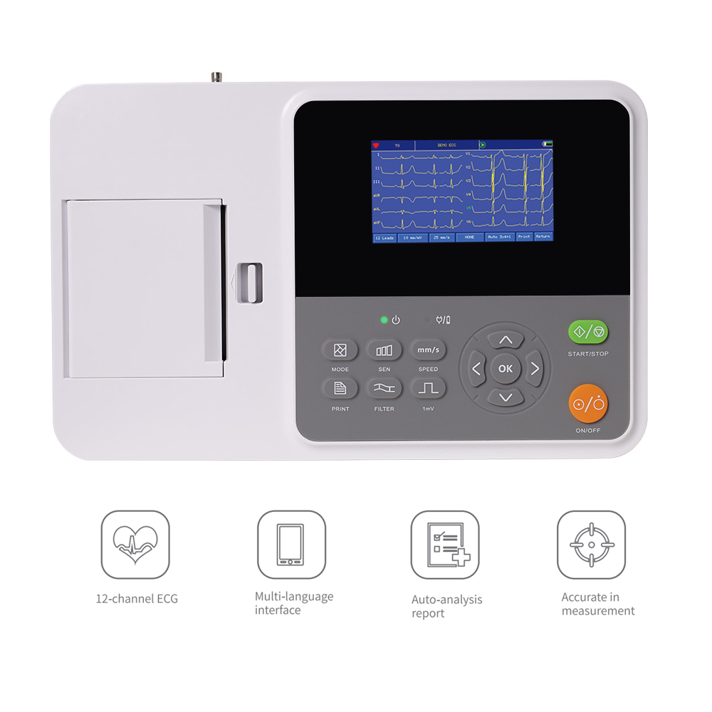 Image 41 - CONTEC NEW Digital 3 Channel ECG EKG Machine 12-Lead electrocardiograph 