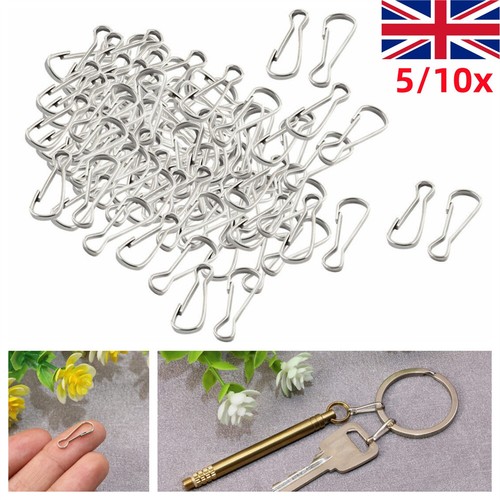 5/10Pack Small Aluminum Spring Snap Carabiner Spring Clip Hook Key Chain Outdoor - Picture 4 of 22
