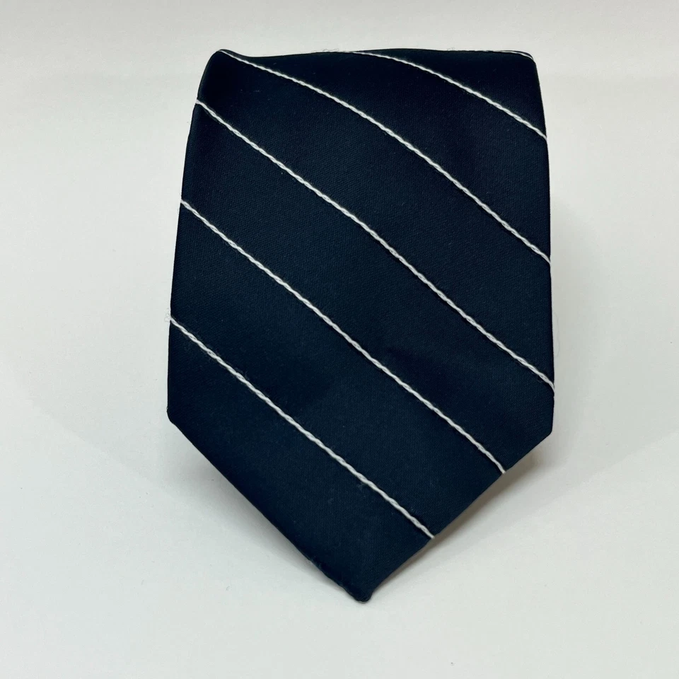 Corbata de cuello Brittania vintage para hombre - azul marino blanco a rayas ancho clásico Foto 2 de 4