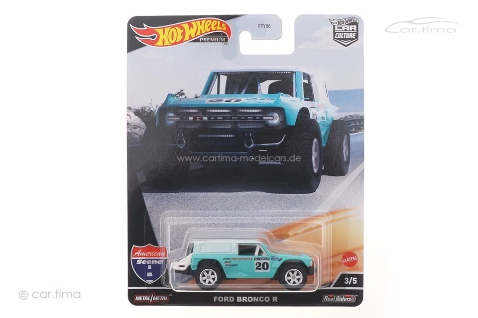 Ford Bronco R türkis/weiss American Scene 3/5 Real Riders Hot Wheels 1:64 FPY86 - Bild 1 von 1