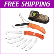 High-Visibility RazorPro Hunting Knife with Replaceable Blades & Camo Sheath