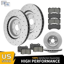 Front & Rear Drilled Rotors Brake Pads Kit Fo...