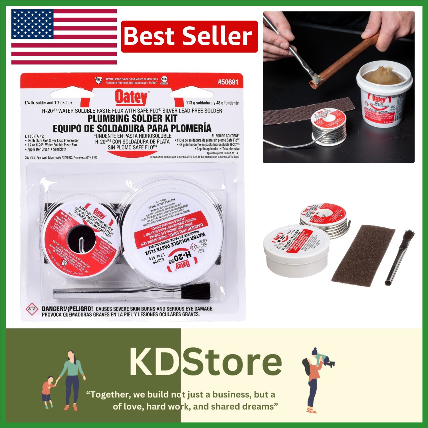 Oatey Plumbing Solder & Flux Kit - 1/4 lb Lead-Free Solution for Professionals