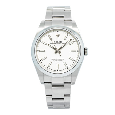 Rolex Oyster Perpetual 114300 Auto SS White Dial 2019 Card Men's Watch 39mm