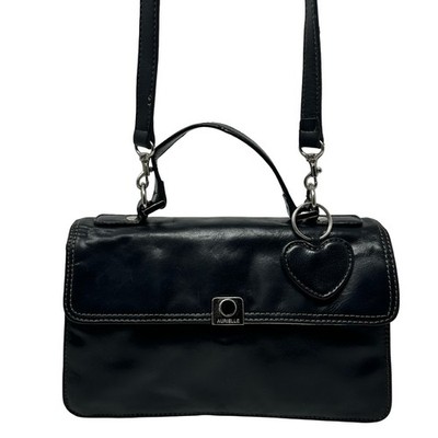 Vintage Aurielle Black Leather Top Handle Crossbody Shoulder 