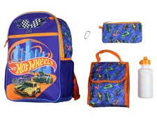 Hot Wheels 5 Piece Backpack Race Car Design Tote Bag Set