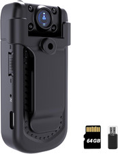 Mini Body Camera 1080P with Audio  Video Recording Small POV Cam with 64G Card