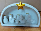 White Miniature Ceramic Nativity Scene Set Modern Minimalist — photo 2