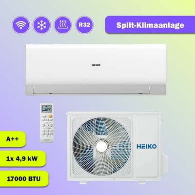 HEIKO MORA Split Klimaanlage 4,9 kW A++ WLAN Inverter Heizen Kühlen 17000 BTU