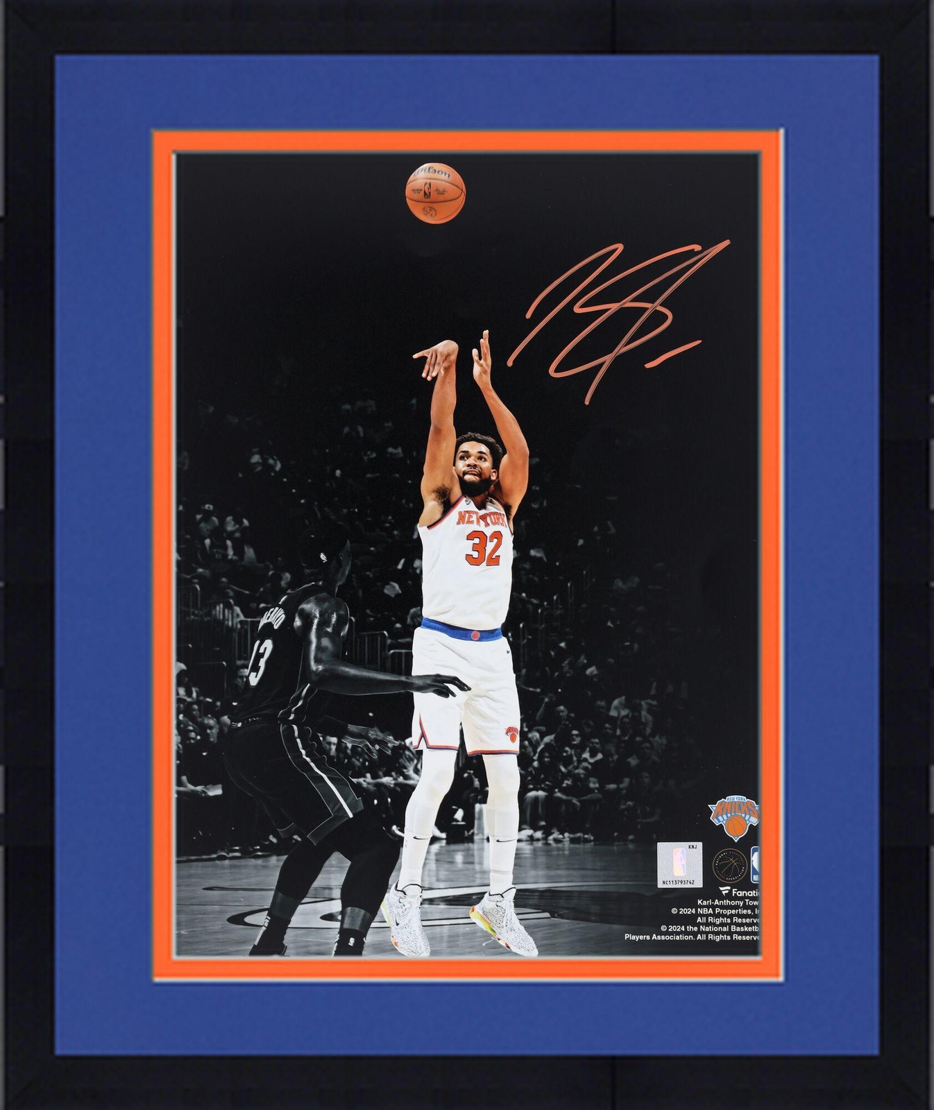 Karl-Anthony Towns Autographed Signed New York Knicks Framed Knicks 11 x 14 Shooting vs Heat Spotlight Photo 