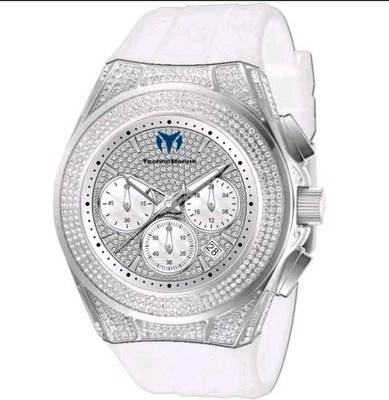 TechnoMarine Cruise Diva Pave Unisex Watch w/ MOP Dial - 45mm, White TM-125031