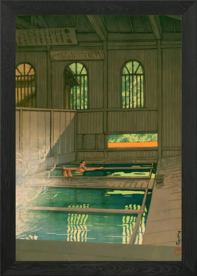 Ukiyo e Joshu Hoshi Onsen Framed Wall Art Poster Canvas Print Picture