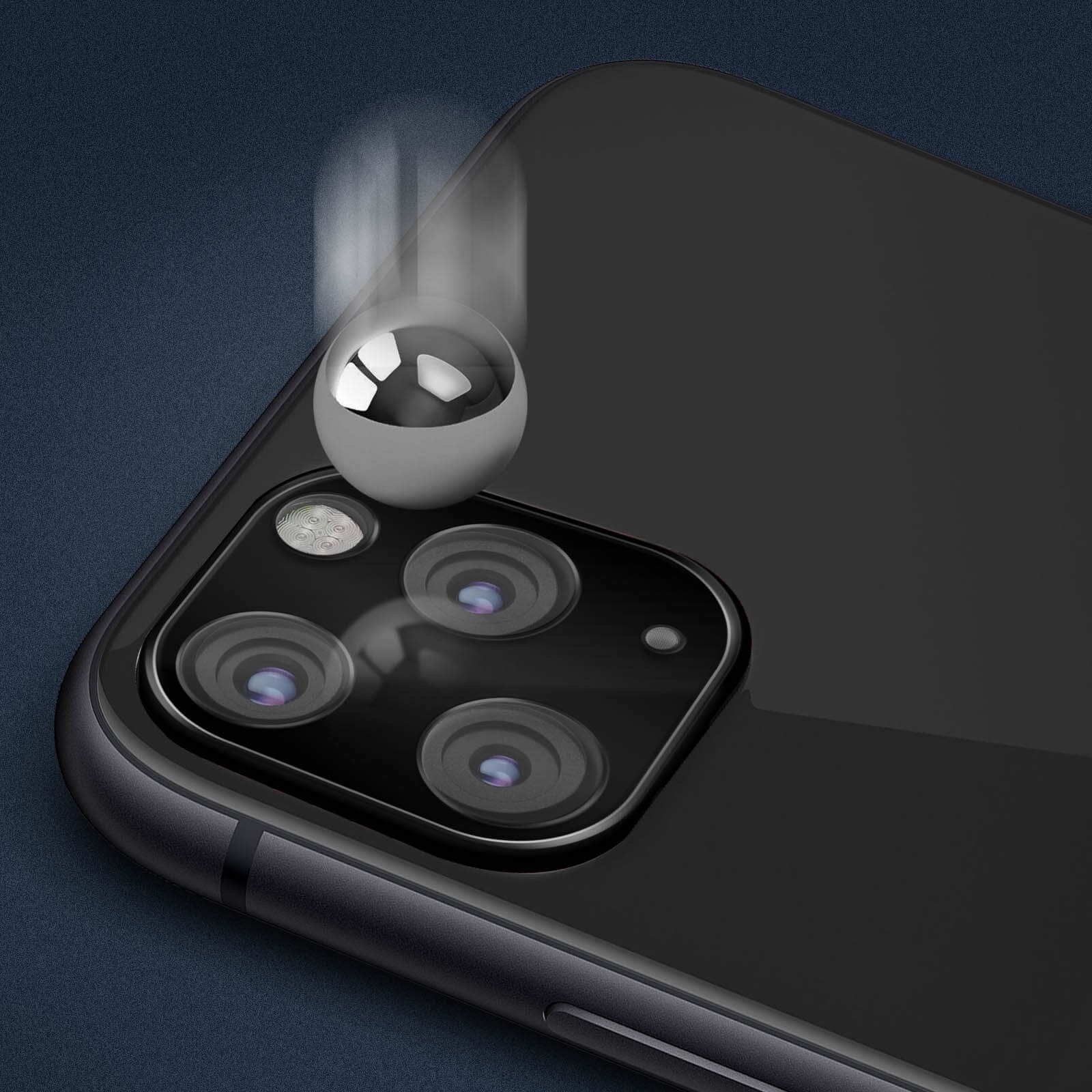 Protection objectif iPhone 11 Pro Max en verre trempé 9H noir premium