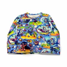 Vibrant Blue Cartoon Lilo and Stitch inspired Kids Pajama Bamboo Set