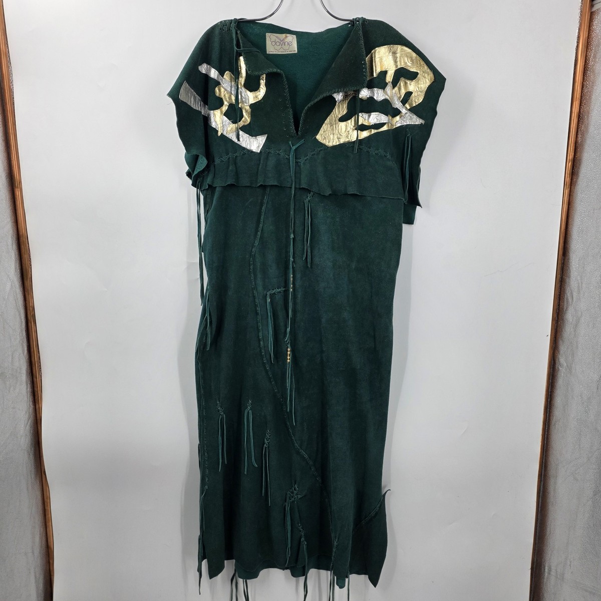 native american dress designs Davine Buckskin Green Leather Hand Made Indian Size:24m/2T model:Eden K Blue Pepper floral eyelet Pow wow After your payment is