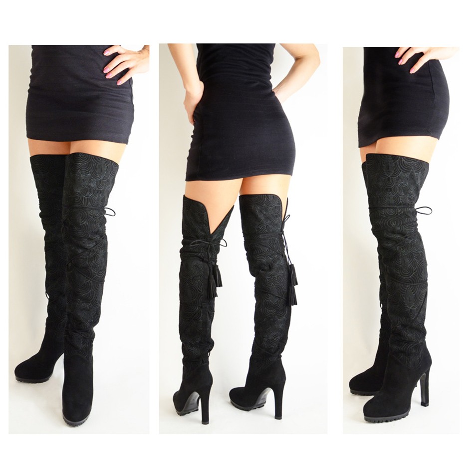 STIVALI YVES SAINT LAURENT SOPRA IL GINOCCHIO PASSY 90 PELLE SCAMOSCIATA $2.495 35 5 US 5 5