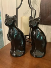 (1 Of 2) Ceramic Black Cat Figurine / Cremation Urn - 9" Tall - NEW