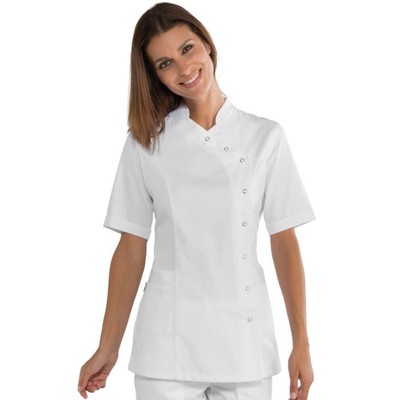 Casacca Da Lavoro NIZZA Donna Mezza Manica In Poliestere Antimacchia - Per Settore Medicale, Estetico, Bianco