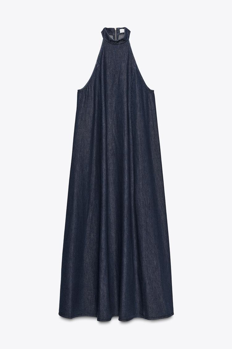 trf halter neck denim dress NWT ZARA TRF HALTER DENIM DRESS 6929 S