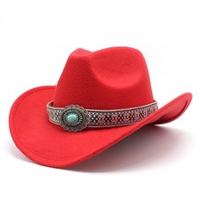 Western Cowboy, Cowgirl Hat, Turquoise Ribbon,Men Women Retro, Tribal