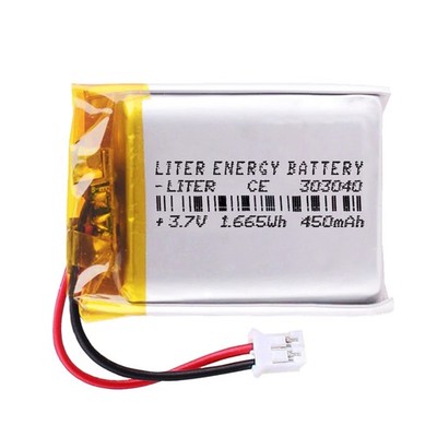 Akku 303040 LiPo 3,7V 450mAh 1,665Wh Wiederaufladbar PH2.0 Stecker (JST-PHR-02)
