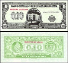 Dominican Republic 10 Centavos Oro, 1961 ND, P-86as, UNC, Specimen