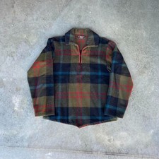 Vintage 1950s Woolrich Plaid Wool Pullover Shirt Flannel Medium 1/4 zip