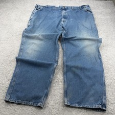 Carhartt B137 DST Jeans Mens 46x32 Blue Carpenter Distressed USA Made Workwear
