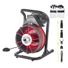 75 FT Drain Cleaner Machine with 4 Cutters, Manual Feed Sewer Snake Auger, and A